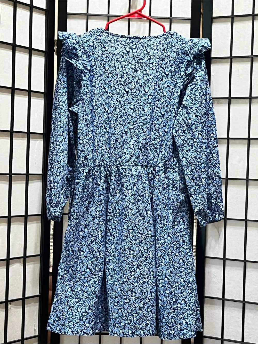 J. CREW Blue Floral Puff-Sleeve  MINI Dress WOMEN SIZE S